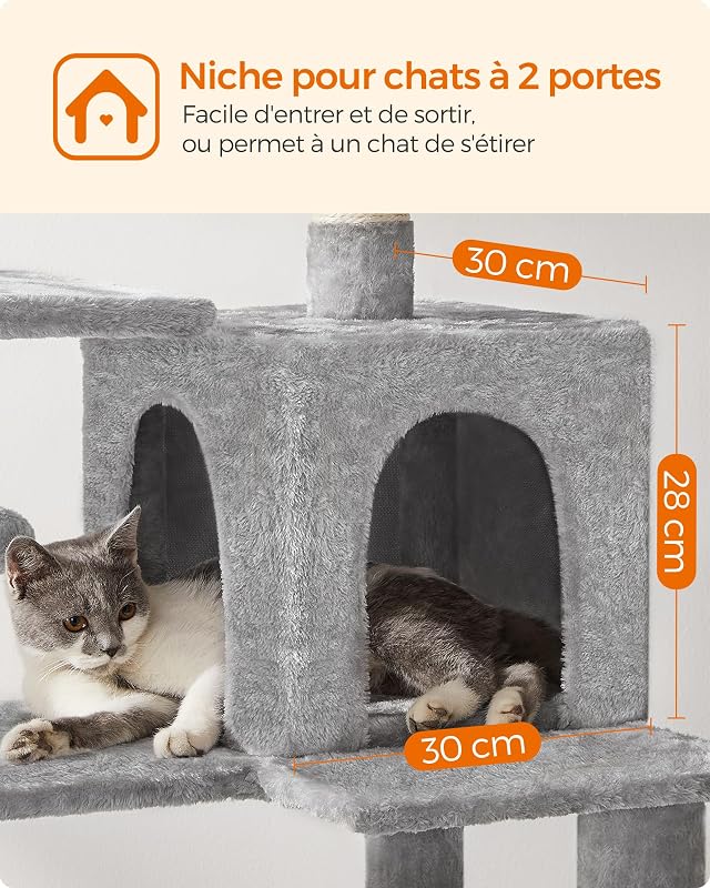 Arbre à Chat, Hauteur 143 cm, Taille M, Multi-Niveaux