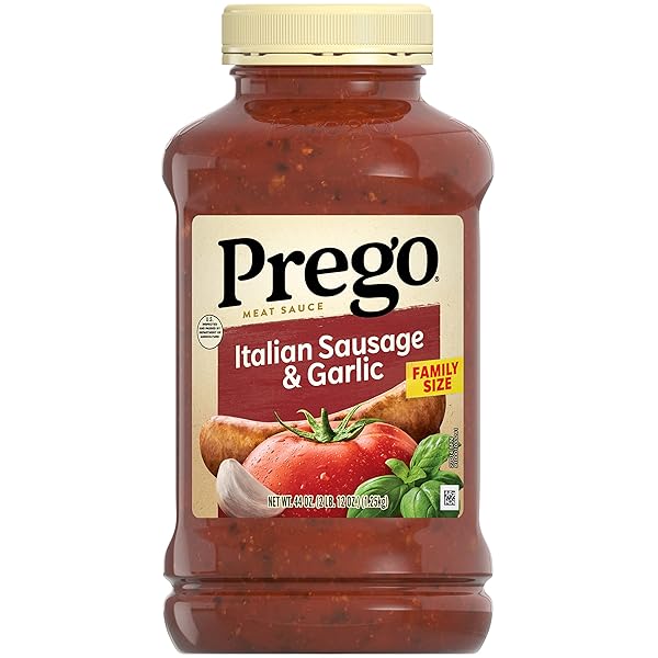 PREGO ITALIAN SAUSAGE AND GARLIC MEAT SAUCE, 44 OZ JAR