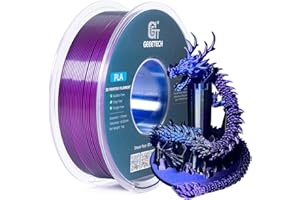 Geeetech Silk PLA Tri Color Filament 1.75mm 3D Printer Filament, Coextrusion Blue Purple Black Tri-Colors Metal-Like Shiny Silk PLA Filament, 1kg (2.2lbs) 1 Spool, Dimensional Accuracy +/- 0.02 mm