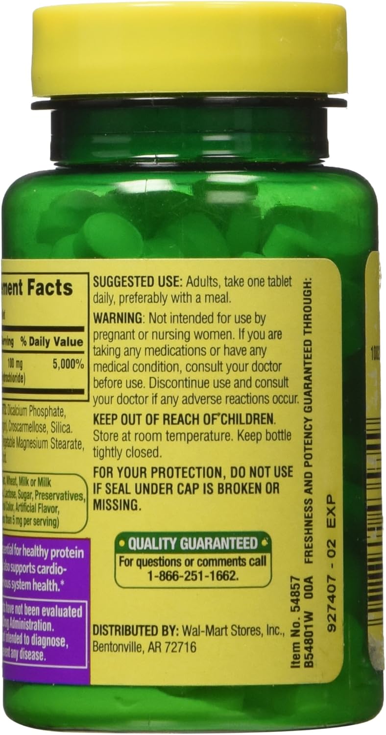 Spring Valley - Vitamin B-6 (Pyridoxine) 100 mg, 250 Tablets: Health & Personal Care