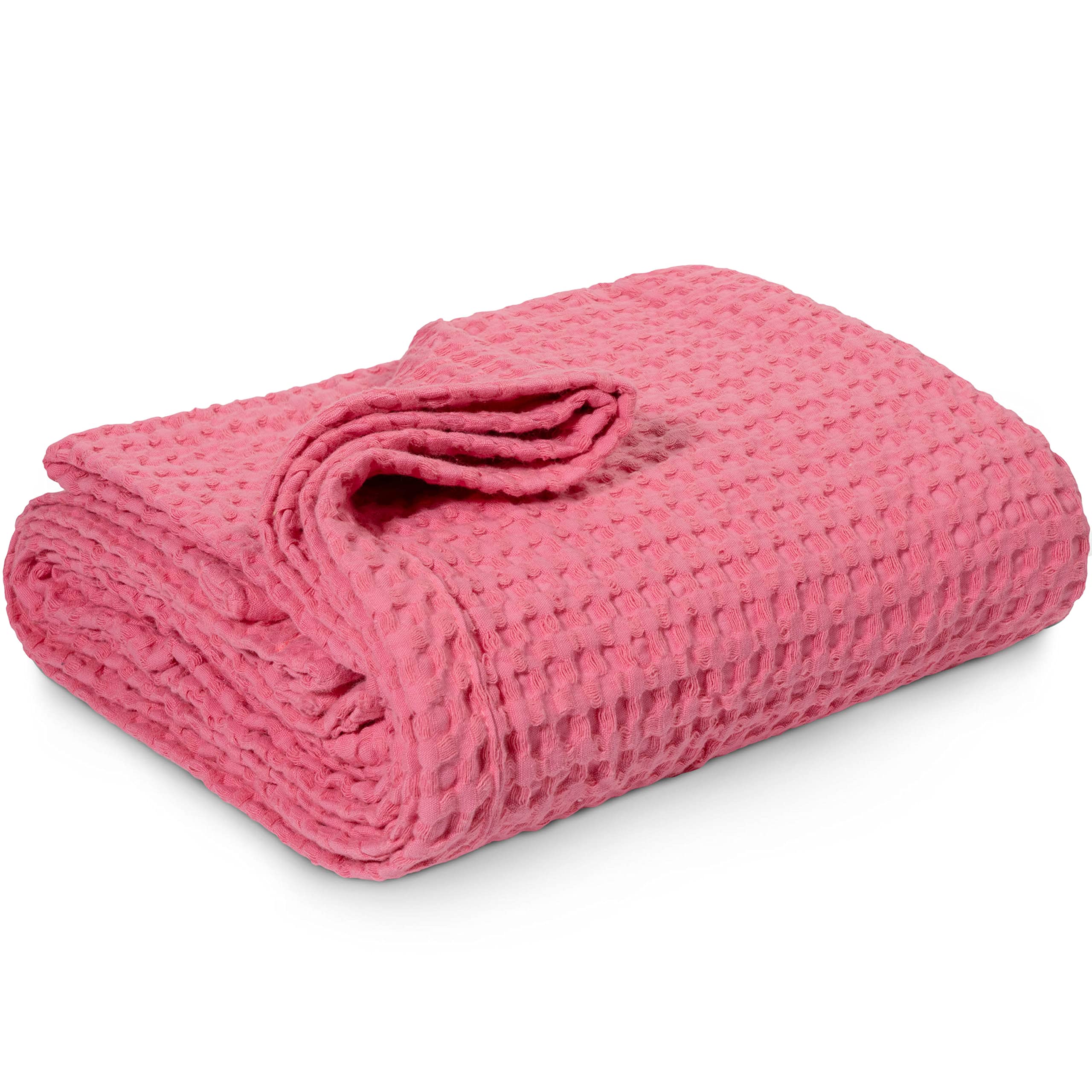 Simka Rose Cotton Waffle Baby Blanket, 100% Breathable Muslin Swaddle, Gender Neutral, Machine Washable, Crib Size, Watermelon