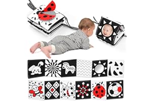 Ajsupojouet Newborn Black and White High Contrast Baby Book for Brain Development, Tummy Time Sensory Infant Toys, Montessori