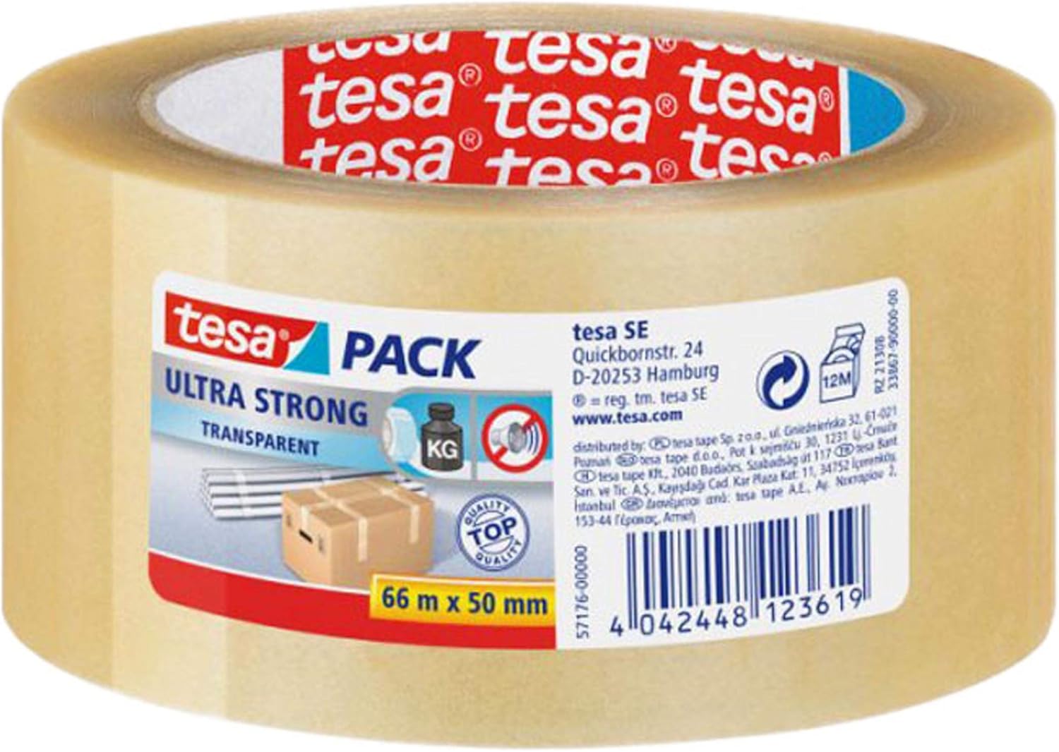Tesapack 4124 Premium PVC 50 mm x 66 m Packaging Tape Brown or Clear/, Transparent Amazon.co