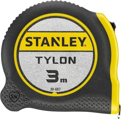 STANLEY 3m Tylon Tape Measure, Fita de aço resistente, Revestimento de tylon durável (aumenta a durabilidade em 50%), Design ergonómico compacto, 0-30-687