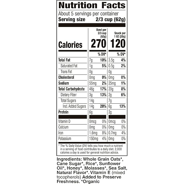 CASCADIAN FARM ORGANIC GRANOLA, OATS AND HONEY CEREAL, RESEALABLE POUCH, 11 OZ