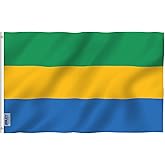 Anley Fly Breeze 3x5 Feet Gabon Flag - Vivid Color and Fade Proof - Canvas Header and Double Stitched - Gabonese Flags Polyester with Brass Grommets 3 X 5 Ft
