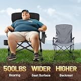 EVER ADVANCED Oversized Folding Camping Chair with Lumbar Support Black view 3