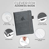 Clever Fox Address Book PU Leather with Alphabetical Tabs 10.5x14cm Silver Black view 2
