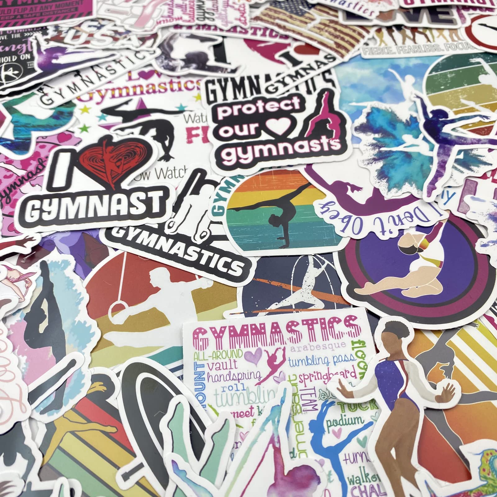 AOWDIAO 100 Pieces Gymnastics Stickers, Waterproof Vinyl Gymnast Stickers, Gymnastics Gifts for Gilrs Teens Kids
