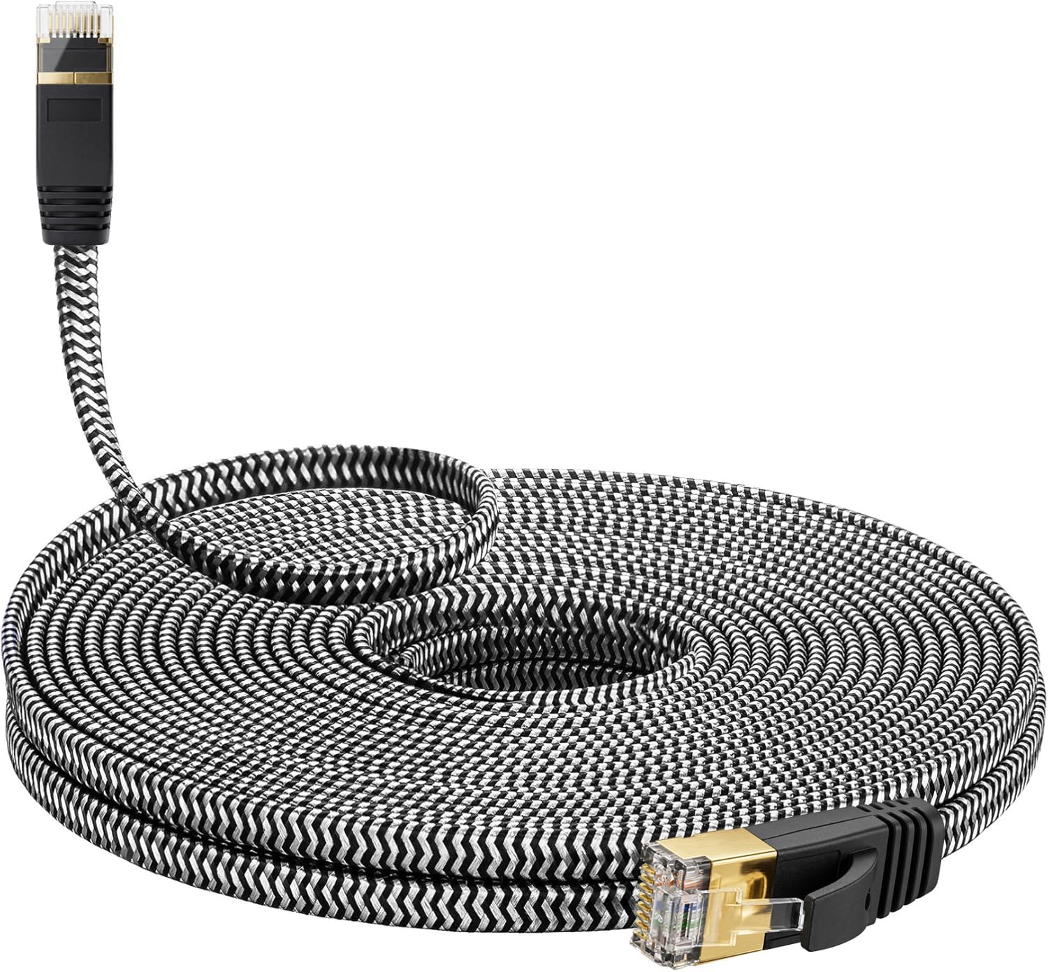 Cat 7 Ethernet Cable 15m, MORELECS Nylon Braided Cat 7 Internet Cable 15m Ethernet Cable RJ45 Network Cable Cat7 LAN Cable for PC Laptop Modem Router Cable Ethernet