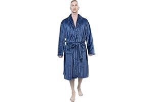 XING YE CHUAN Men's Fleece Robe, Warm Plush Bathrobe