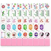 KOLIN American Mahjong Tile Set, 160 Engraved Melamine Mah Jongg Tiles, Pink Back 1.2 Inch Numbered Tiles with Carrying Case, Shuffler, Bag, Dice, Bettor &amp; Chips, No Racks Included