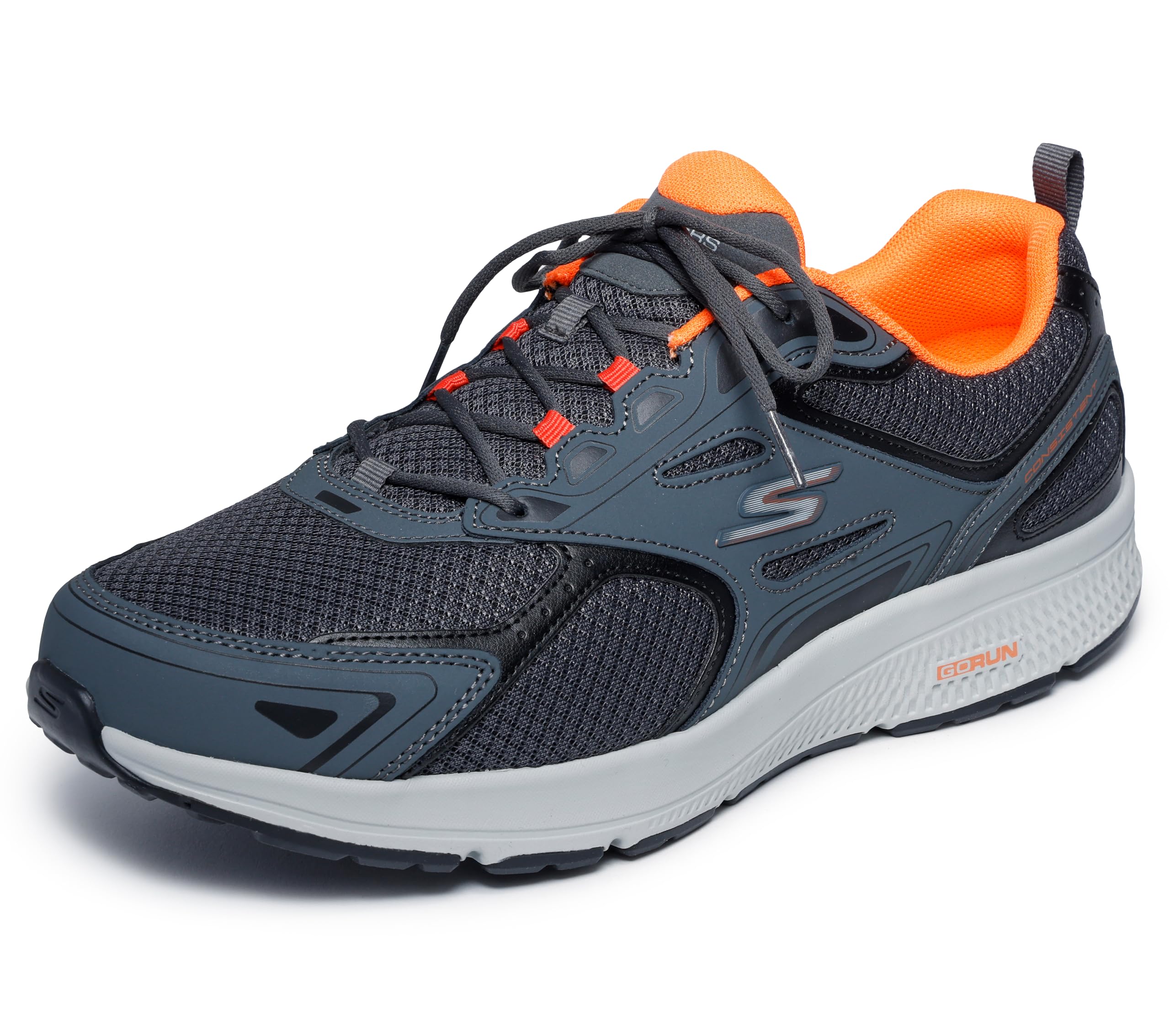 Skechers Men's Go Run Consistent Sneaker, Grey/Orange, 7.5 X-Wide Image