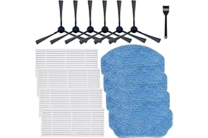 RJNLSC Replacement Parts Compatible for MAMNV BR151 BR150,ZCWA BR150 BR151,MANVINS G20,ONSON BR150 BR151,for Kilgone G20,2-in-1 Robot Vacuum and Mop Combo Accessories,4 Filters,4 Mop Pads,6 Side Brushes