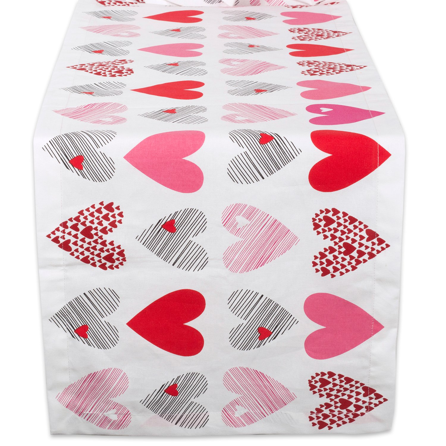 DII Valentine's Day Table Top Collection, Table Runner, 14x72, Hearts Collage — image 1