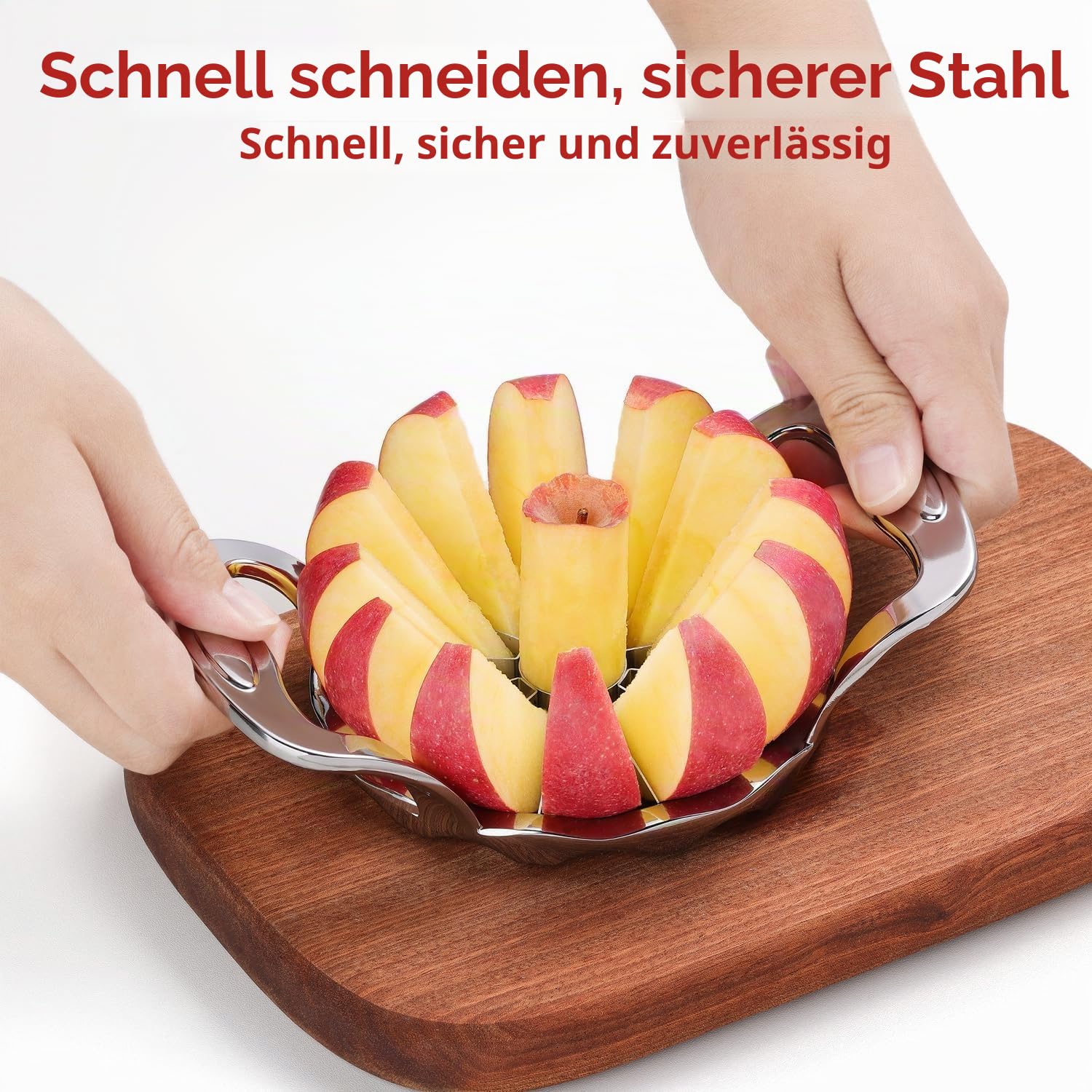 Apfelschneider aus 304 Edelstahl, Apfelentkerner 12 Scheiben, Großer Obstschneider mit Entkerner, Spülmaschinenfest – Keine Wasseransammlung, 2026 Upgrade, Null Kunststoffe 4