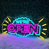 BUIZZEUOIV Open Neon Sign, Large 20'' LED Open Business Sign for Windows Doors, LED Welcome Sign for New Store Opening, USB Powered Grand Opening Light for Cafe Office Retail Shop Restaurant