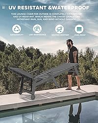 SERWALL Patio Chaise Lounge Chair, 5 Positions