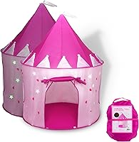 Fox Print Princess Castle Play Tent with Glow in The Dark Stars, conveniently Folds in to a Carrying Case, Your Kids Will Enjoy This Foldable Pop Up Pink Play Tent/House Toy for Indoor & Outdoor Use