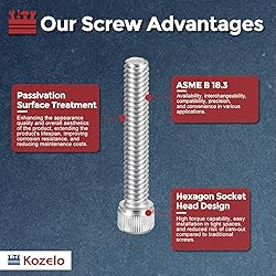 Kozelo 50pcs Socket Head Cap Screws - [1/4"-20 x