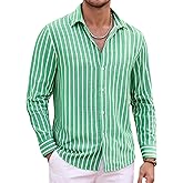 Alex Vando Mens Linen Long Sleeve Casual Button Down Shirt for Men Beach Wedding Shirts