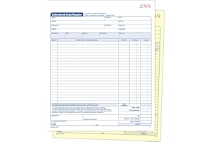 Adams Auto Repair Estimate Book, 2-Part, Carbonless, White/Canary, 8-3/8 x 10-11/16 Inches, 50 Sets per Book (D8104)