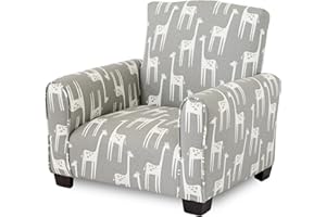The Rose Hill Company Kid Rocking Chair for Toddlers, Child Chair for Little Kids, Upholstered Toddler Armchair for Children, Comfy and Cute Little Kid Chairs (Legs, Grey Giraffes Print)