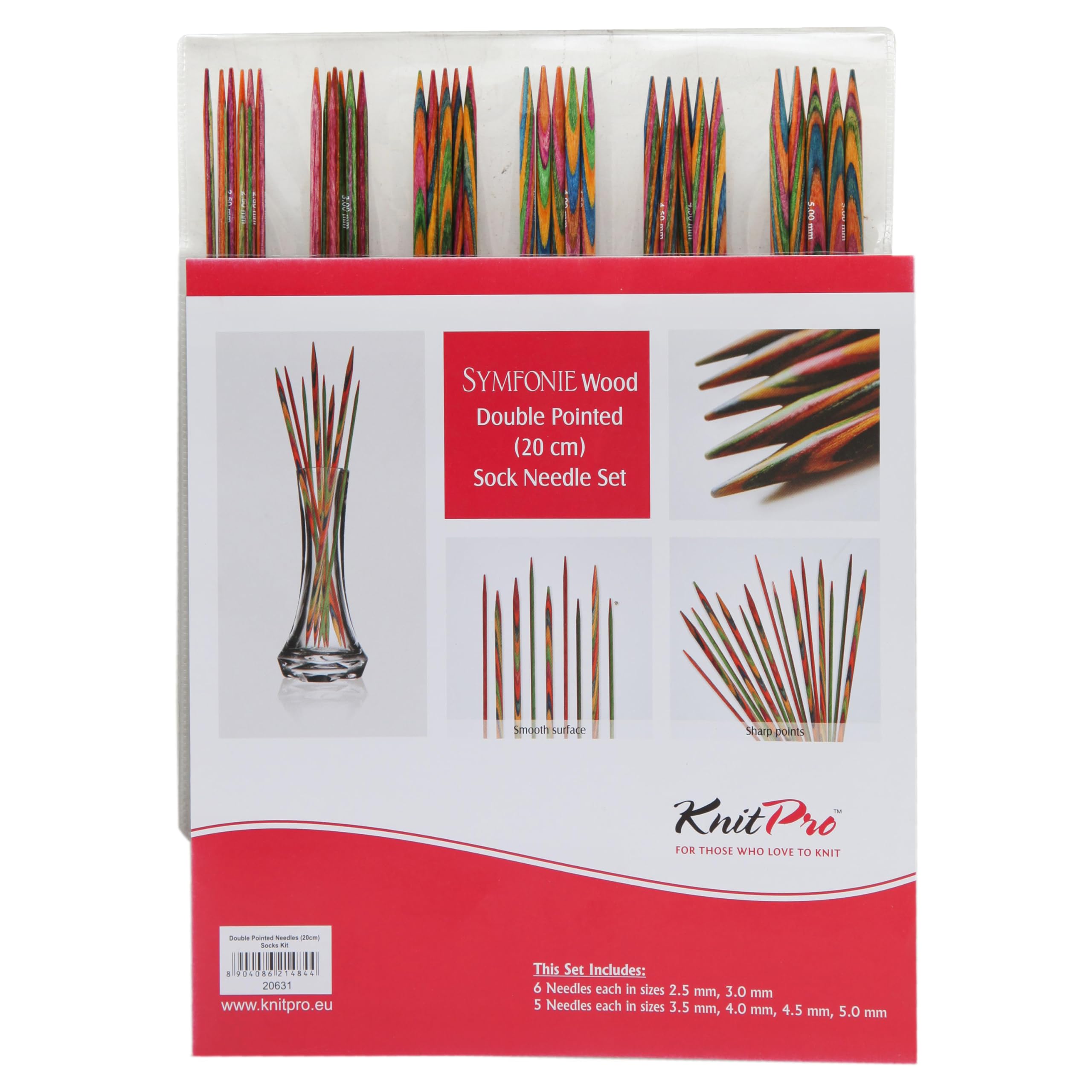 KnitPro 20 cm Symfonie Double Pointed Sock Needle Kit, Multi-Color