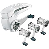 Westmark Multipurpose Rotary Cheese & Vegetable Grater Cutter Slicer Shredder with 3 Interchangeable Stainless Steel Drums (White)