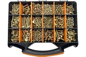 HIQTRADEBYJJ 2001pcs Metric Bolt Assortment, Nuts and Bolts Assortment Kit, Metric Bolt Kit, M4 M5 M6 M8(12-40mm) Grade 8.8 Heavy Duty Bolts and Nuts Kit, Yellow Zinc Plated Coating, 20 Sizes