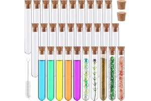 Miukada 15x100mm Small Glass Test Tubes with Cork Stoppers Set of 30, 13 ml Glass Test Tubes for Plants, Shot, Small Clear Test Tubes for Lab, Scientific Experiments