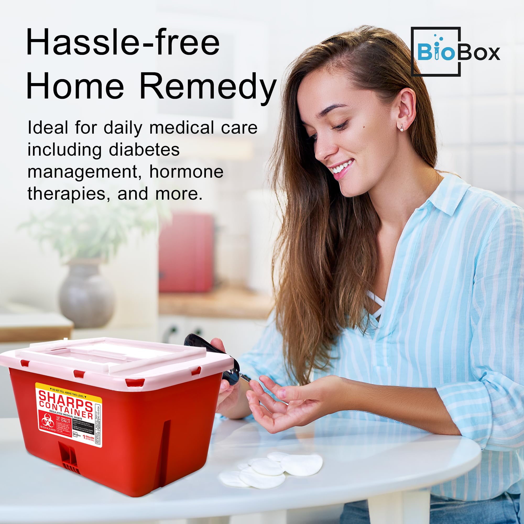 Sharps Container Large - Sharps Containers for Home Use and Labs - Portable Needle Disposal and Travel Size Biohazard Bin - 1 Gallon (Pack of 1)