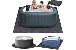 FENXAM 80 * 80 inch Inflatable Hot Tub Mat, Outdoor Indoor, Waterproof Slip-Proof Backing, Absorbent Spa Pool Ground Base Flooring Protector for Hot Tub