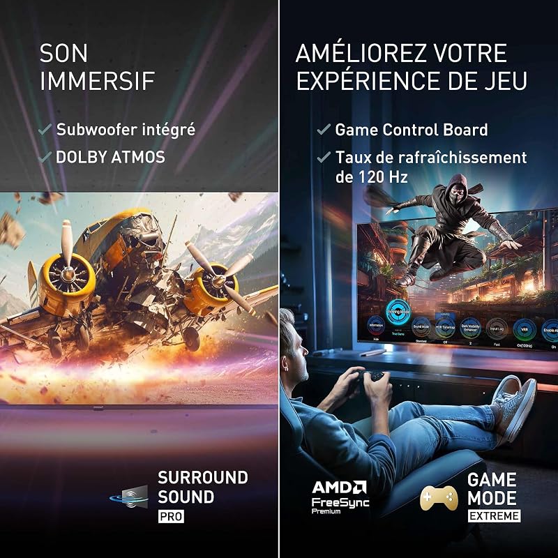 Premium TV-50W85BEZ, Série W85B, 50 Pouces, 4K Ultra HD QLED Smart TV, 2025, 120Hz, Fire TV, Dolby Vision & Atmos, Mode Game Extreme, Support Alexa, Apple, Bluetooth, Noir