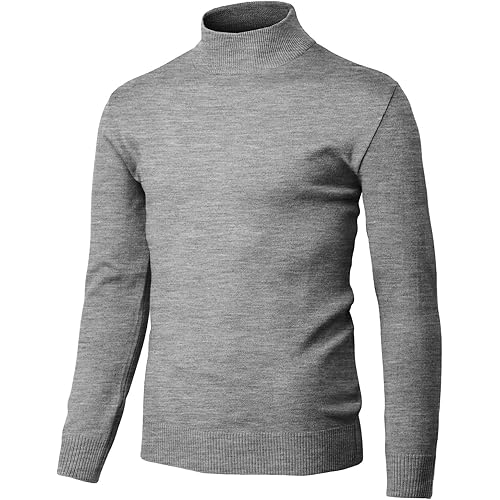 H2H Mens Slim Fit Turtleneck Pullover Sweaters Basic Tops Knitted Thermal