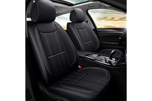 AOOG Leather Car Seat Covers for Cars SUV Pick-up Truck, Universal Full Set Black