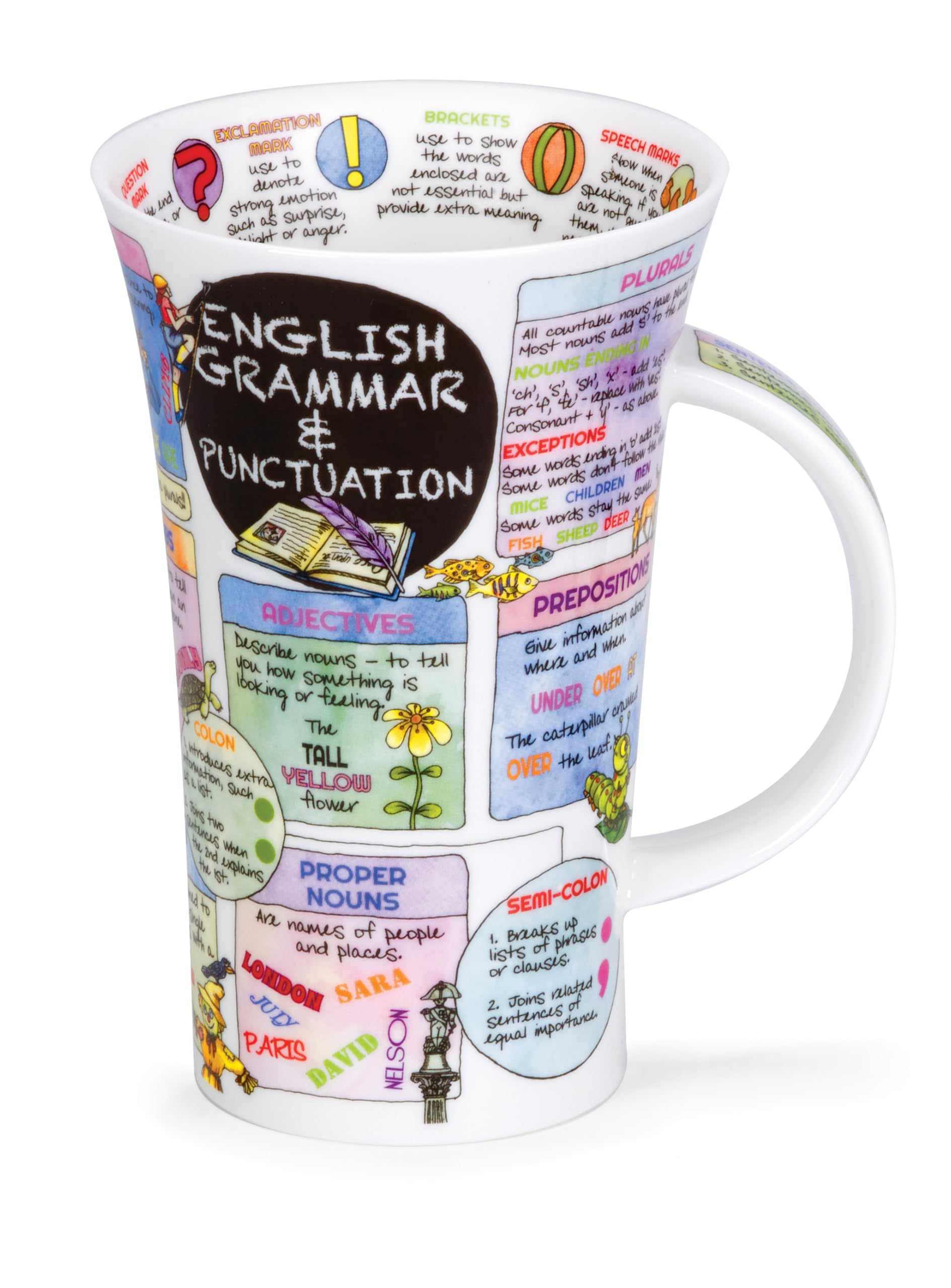 Dunoon Glencoe Fine China Educational ENGLISH GRAMMAR & PUNCTUATION Mug Cup 500ml