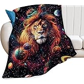 Lion Blanket Space Lion King Decor Throw Blanket Super Soft Flannel Lightweight Fluffy Plush Cozy Fuzzy Fleece Animal Print Gifts Blanket for Girl Woman Man Boys Kids Adults for Bed Sofa 40"X50"