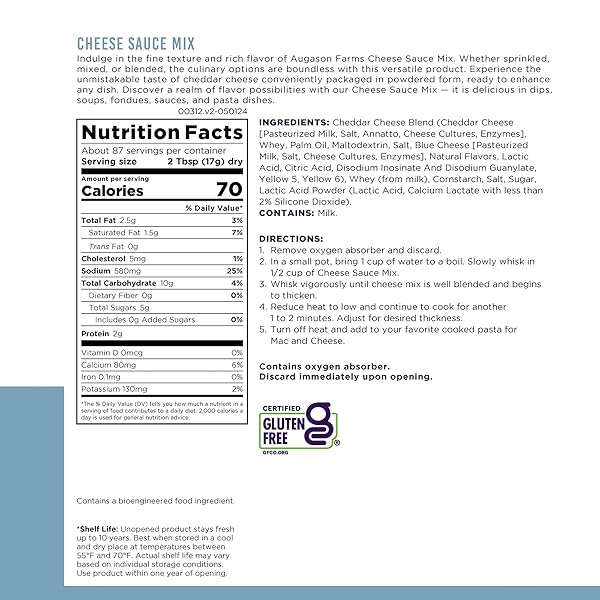 CHEESE SAUCE MIX CAN EMERGENCY FOOD SUPPLY, 87 SERVINGS, 10 YEAR SHELF LIFE – SHELF STABLE CHEDDAR CHEESE POWDER CANNED FOOD