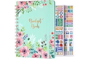 FRASUKIS Budget Planner - Budget Book, Undated Monthly Bill Organizer with Pockets, 8.3" x 6.2", Expense Tracker Notebook, Budgeting Journal and Financial Planner/Book, Thick Paper Twin-Wire Binding