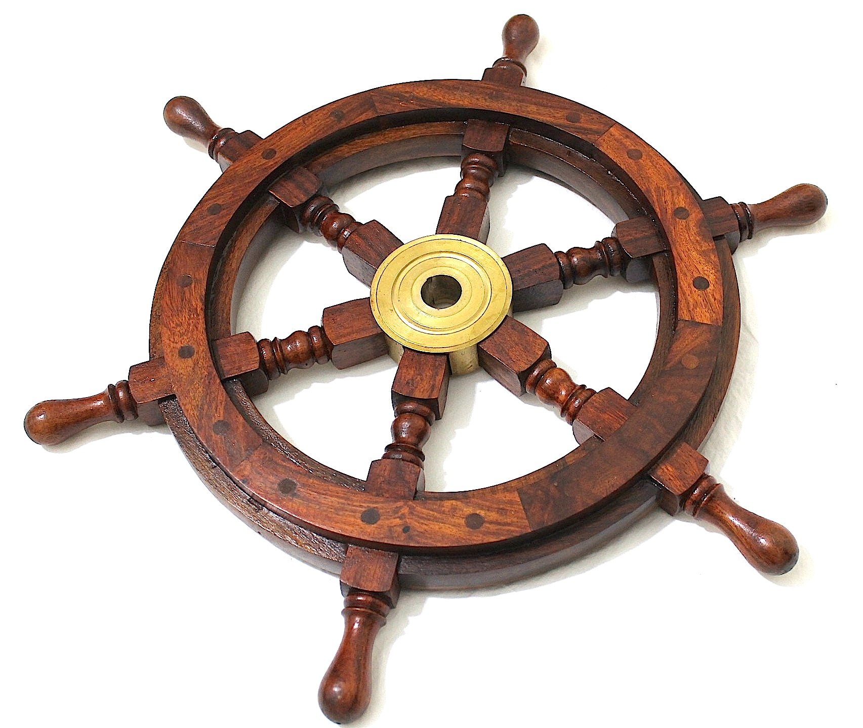 Nautical Replica Hub Maritime Decorative Ship Wheel – Handmade Hard-wood Ship Wheel 24” inch