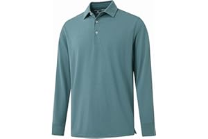 M MAELREG Golf Shirts for Men Dry Fit Performance Moisture Wicking Casual Heather Collared Long Sleeve Polo Shirts for Men