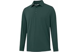 M MAELREG Golf Shirts for Men Dry Fit Performance Moisture Wicking Casual Heather Collared Long Sleeve Polo Shirts for Men