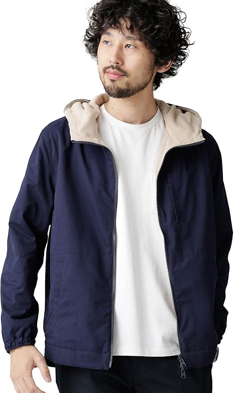 Amazon ナノユニバース Web限定 リバーシブル フード ブルゾン メンズ S ネイビー コート ジャケット 通販