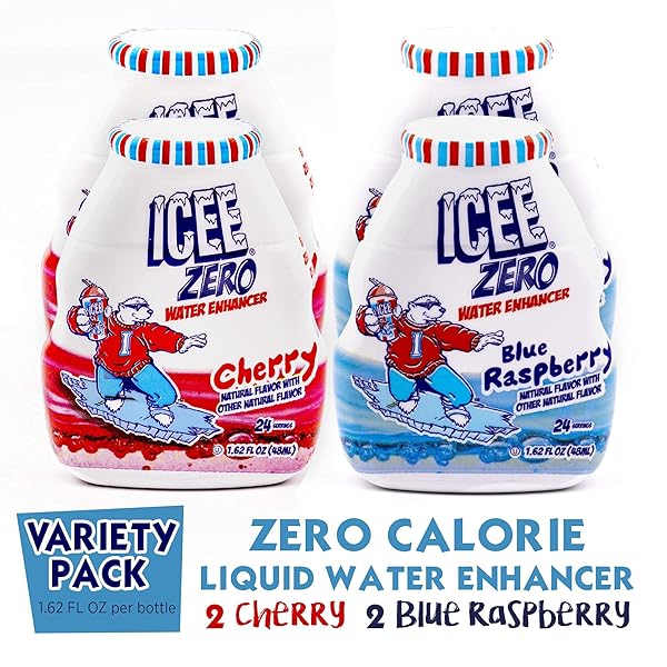 ICEE ZERO CALORIE LIQUID WATER ENHANCER FLAVOR DROPS – 1.62 FLUID OUNCES (48 MILLILITERS) – PACK OF 4 (ORIGINAL VARIETY PACK)