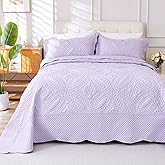 Cmfshape Oversize King Bedspread 120"x120",3 Piece California King Quilt,Lightweight Lavender Bed Quilt Set for All Season,Modern Coin Pattern Bedding Set