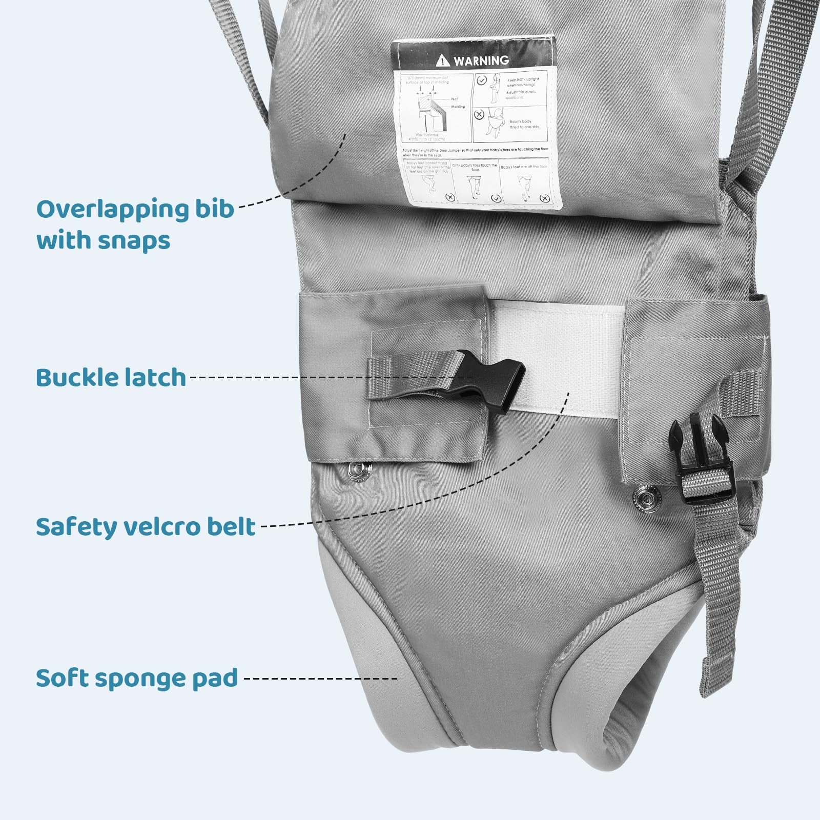 Cowiewie 2 in 1 Baby Jumper, with Strong Support Stand and Baby Walking Harness Function, Fun Activity for 6-24 Months Baby Infant, Gray
