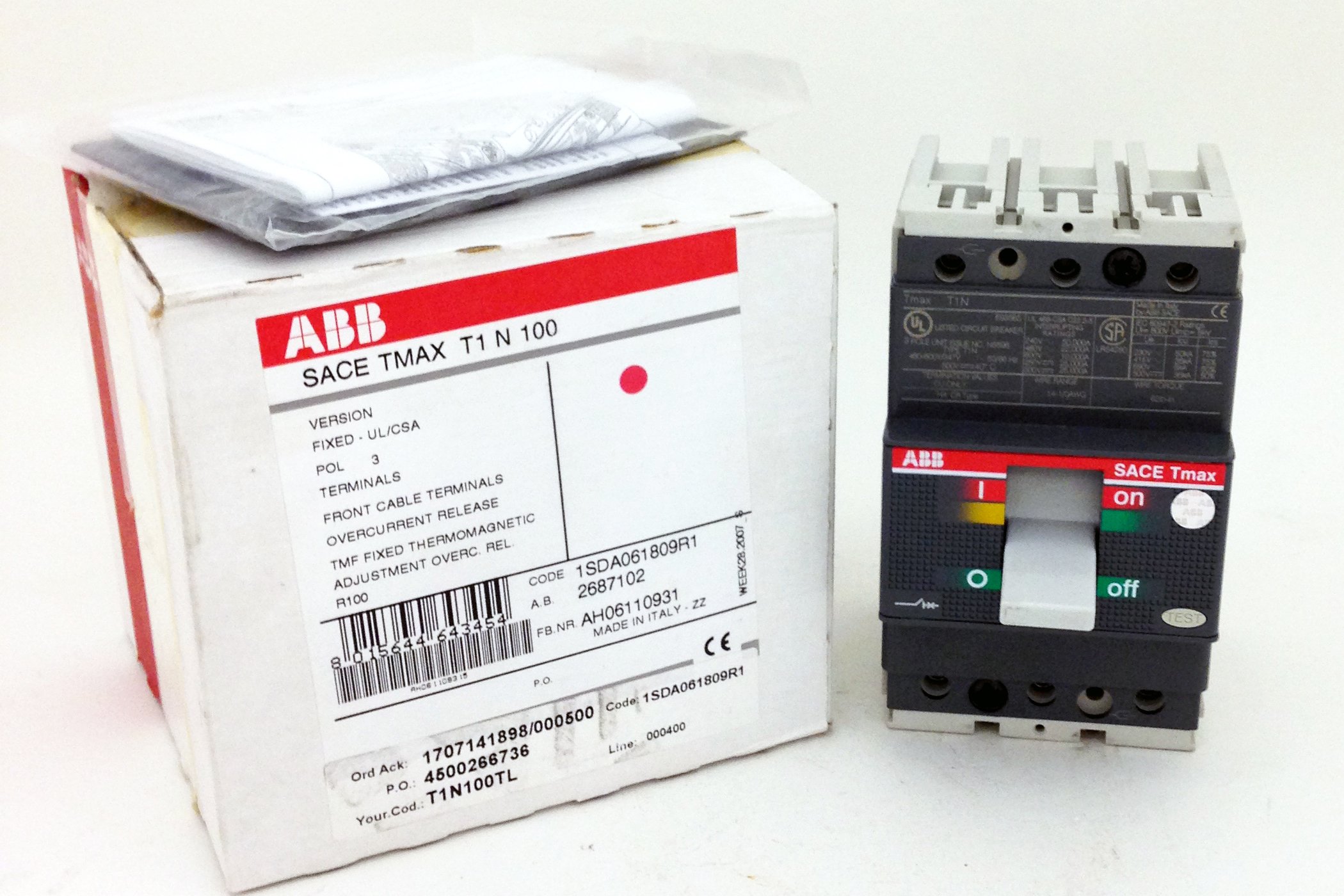 ABB TIN100 100A, 3 Poles, Sace Tmax Circuit Breaker Buy Online in UAE