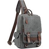 El-fmly Canvas Cross Body Messenger Bag for Men Women Sling Shouler Backpack Travel Rucksack