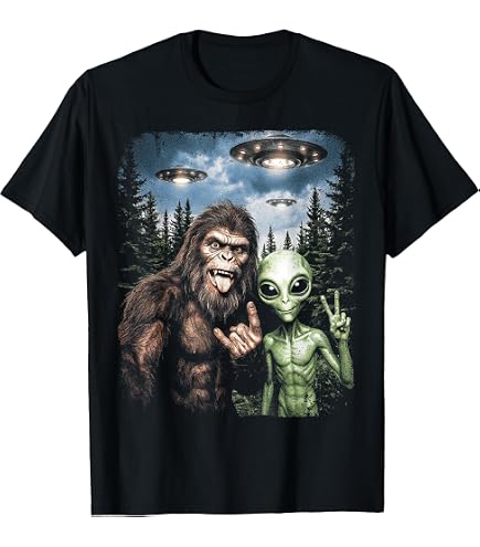 Amazon.com: Bigfoot Sasquatch Selfie Big Foot Rock On UFO Funny